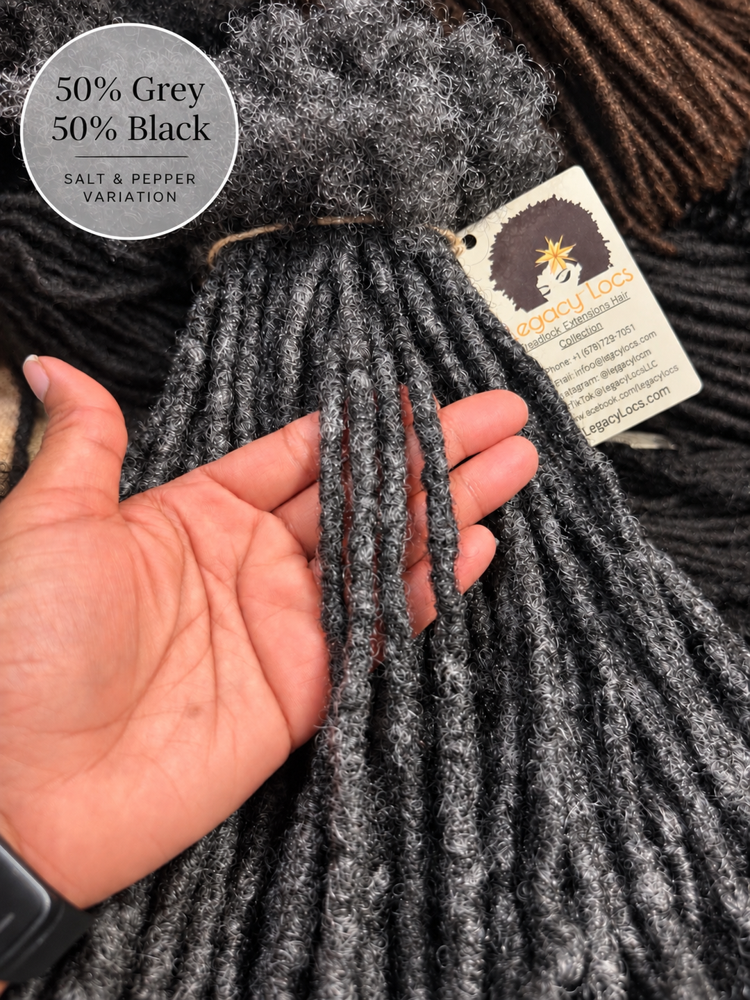 XSmall Width Loc Extensions| Color Salt &amp; Pepper Variants | Pre-Order (Ships 2–6 Weeks)