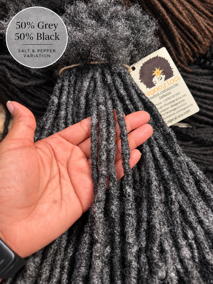 XSmall Width Loc Extensions| Color Salt &amp; Pepper Variants | Pre-Order (Ships 2–6 Weeks)