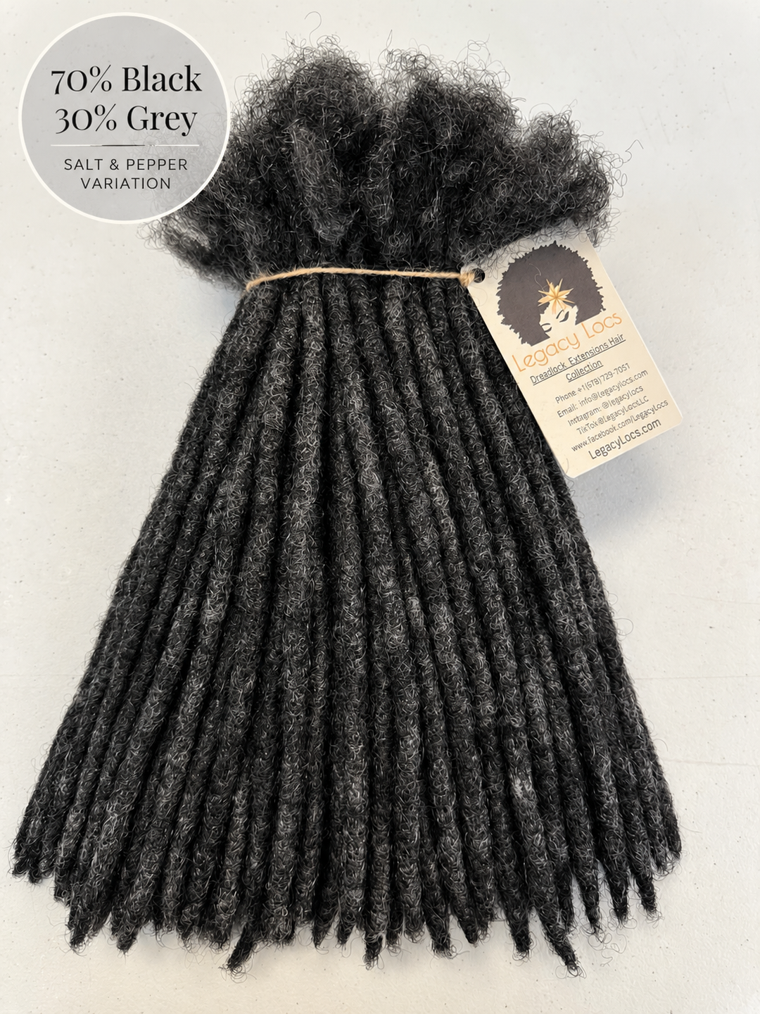 XSmall Width Loc Extensions| Color Salt &amp; Pepper Variants | Pre-Order (Ships 2–6 Weeks)
