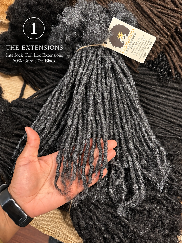 XSmall Width Loc Extensions| Color Salt &amp; Pepper Variants | Pre-Order (Ships 2–6 Weeks)