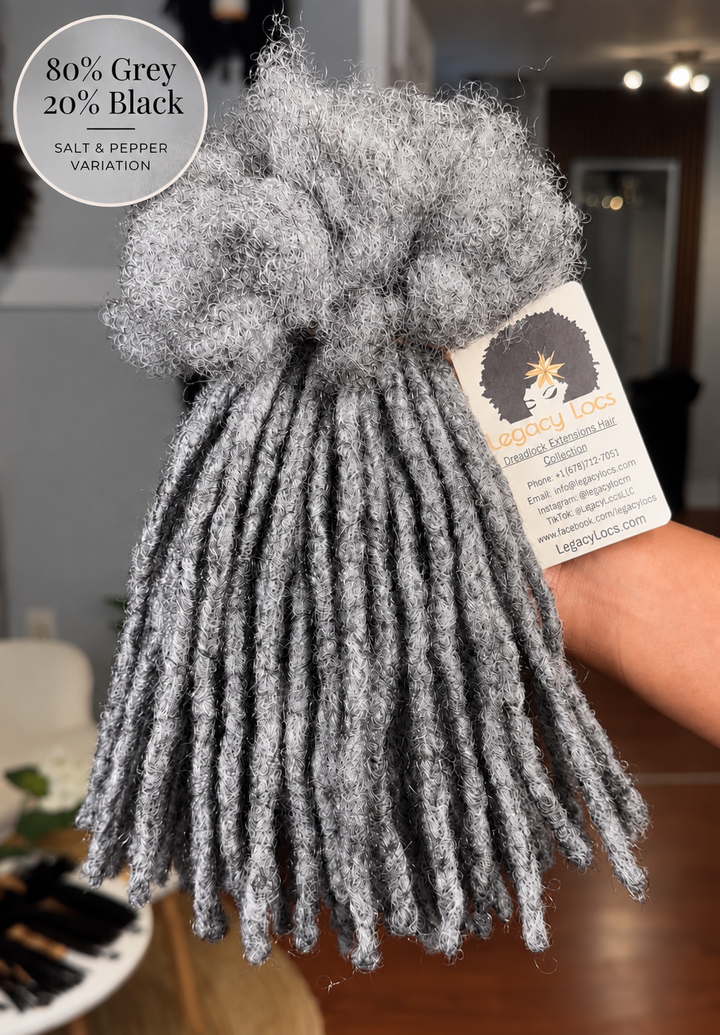XSmall Width Loc Extensions| Color Salt &amp; Pepper Variants | Pre-Order (Ships 2–6 Weeks)