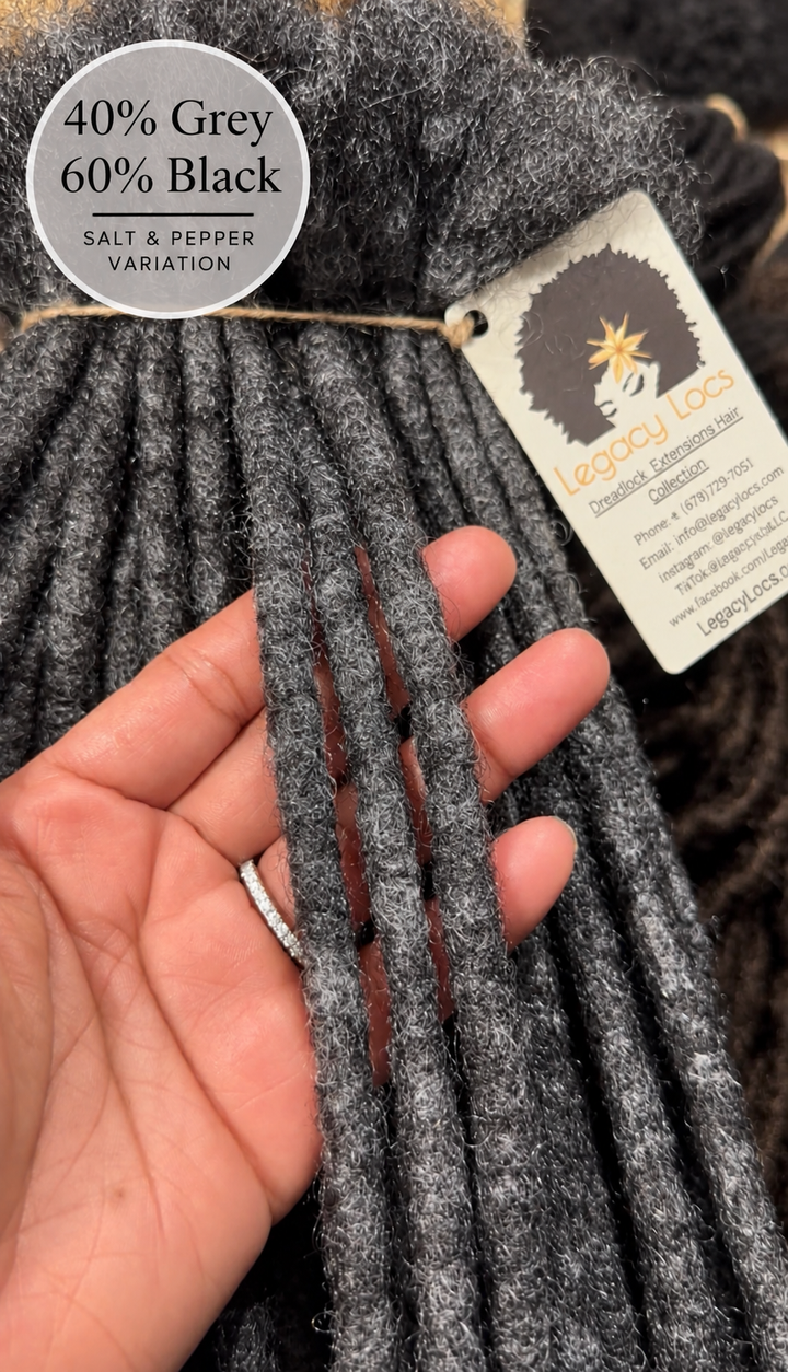 XSmall Width Loc Extensions| Color Salt &amp; Pepper Variants | Pre-Order (Ships 2–6 Weeks)