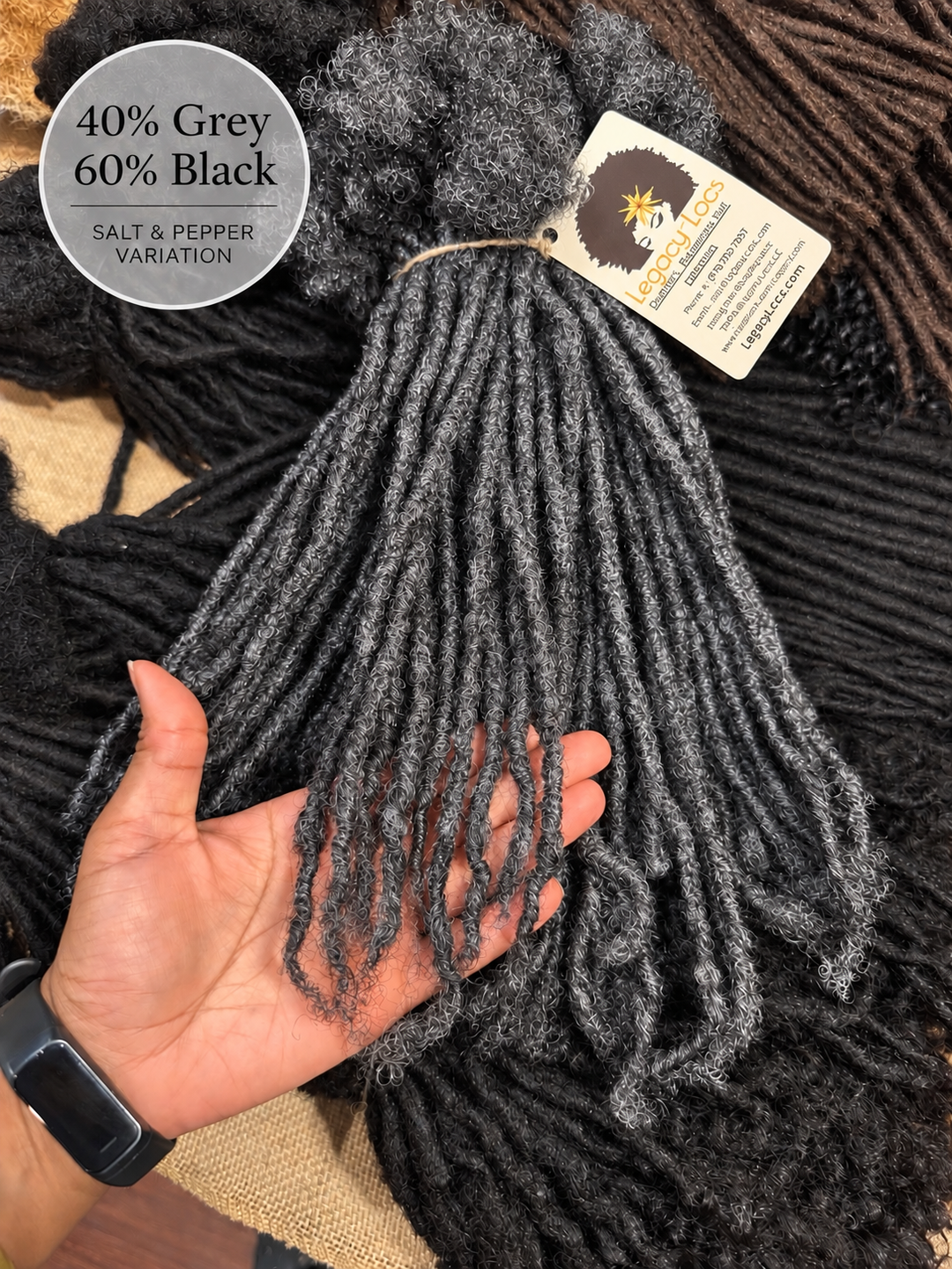 XSmall Width Loc Extensions| Color Salt &amp; Pepper Variants | Pre-Order (Ships 2–6 Weeks)