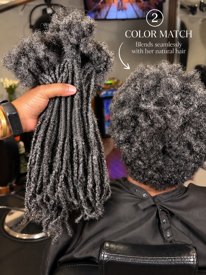 Medium Width Loc Extensions | Color Salt &amp; Pepper Variants | Pre-Order (Ships 2–6 Weeks)